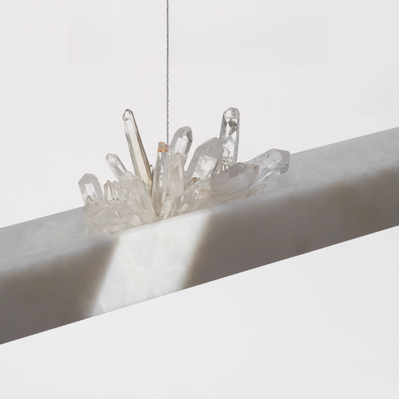 Spanish marble and natural crystal dining room chandelier, 39.37in, 47.25in, 55.12in, 63in.