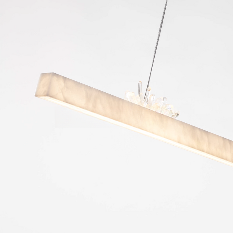 Spanish marble and natural crystal dining room chandelier, 39.37in, 47.25in, 55.12in, 63in.