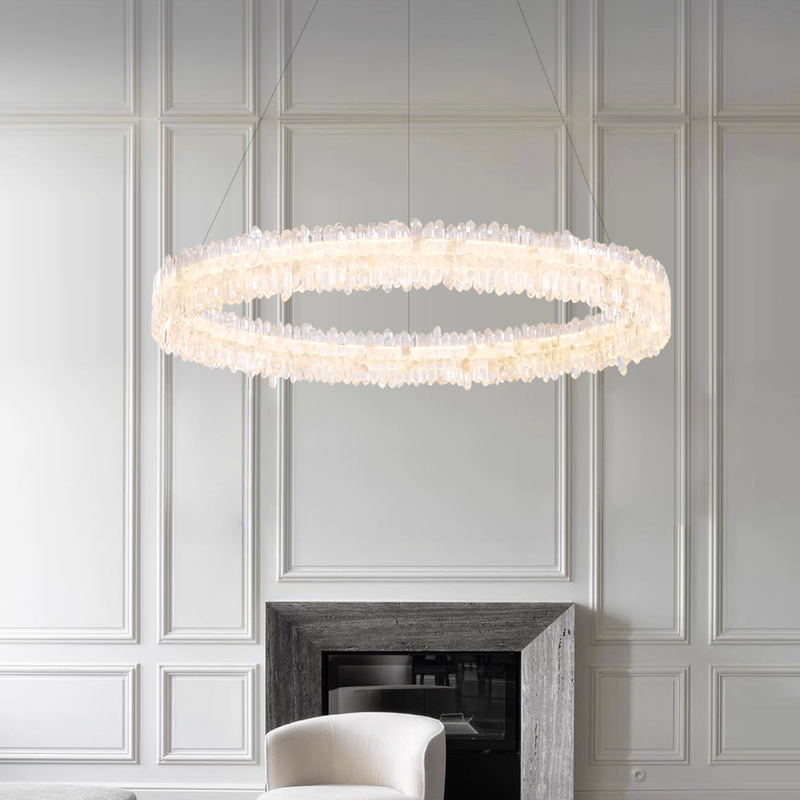Natural Crystal Living Room Chandelier B 39.3 in