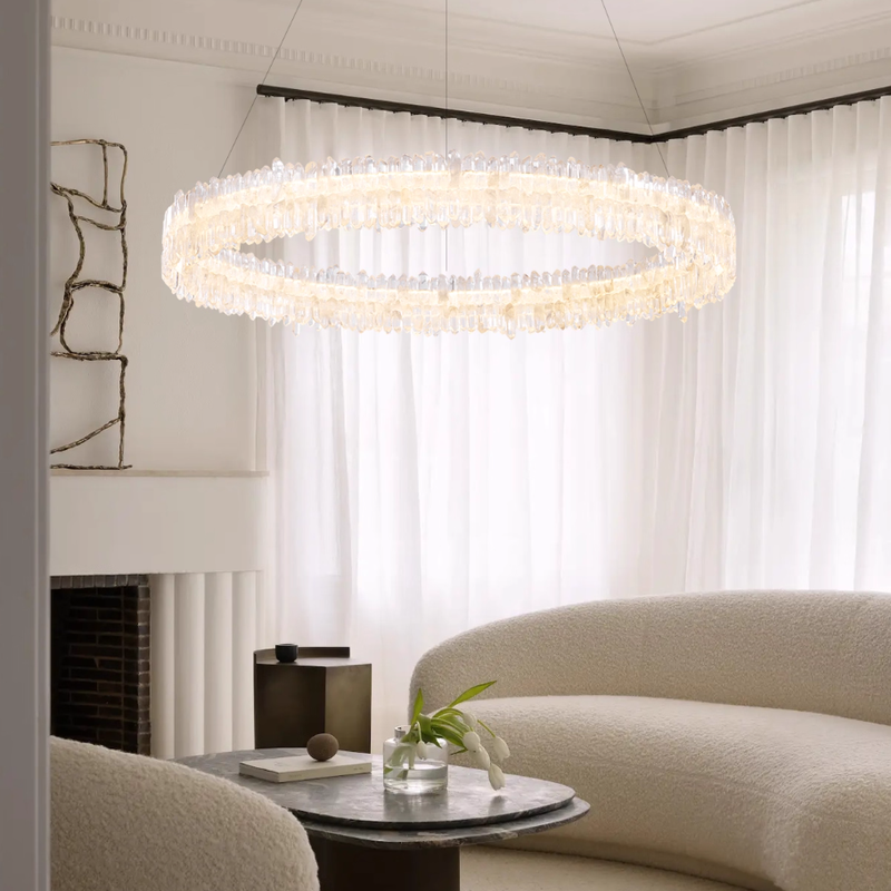 Natural Crystal Living Room Chandelier B 39.3 in