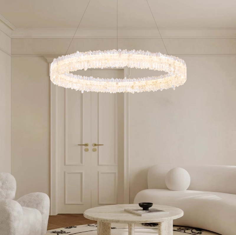 Natural Crystal Living Room Chandelier B 39.3 in