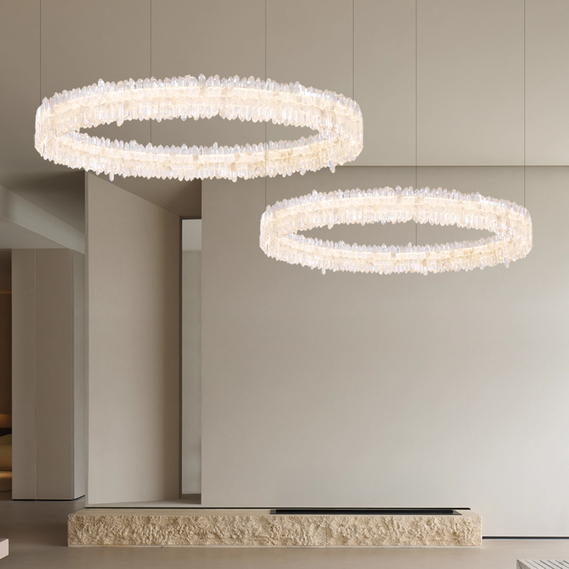 Natural Crystal Living Room Chandelier B 39.3 in