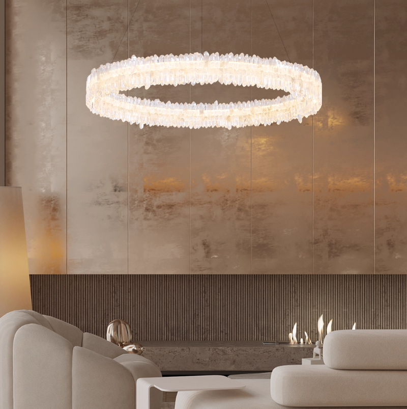 Natural Crystal Living Room Chandelier B 39.3 in