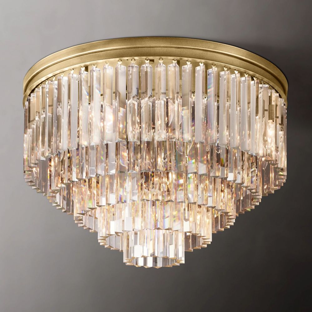 Ryan Tiered Triangular Crystal Flushmount 32"D