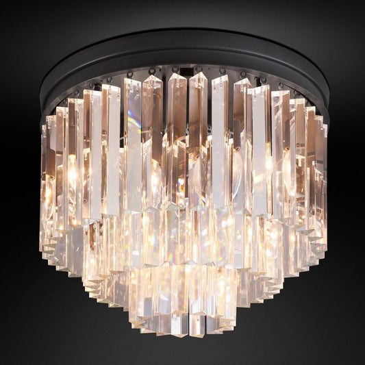 Ryan Tiered Triangular Crystal Flushmount 20"D