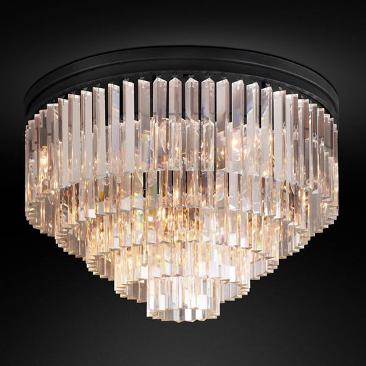 Ryan Tiered Triangular Crystal Flushmount 32"D