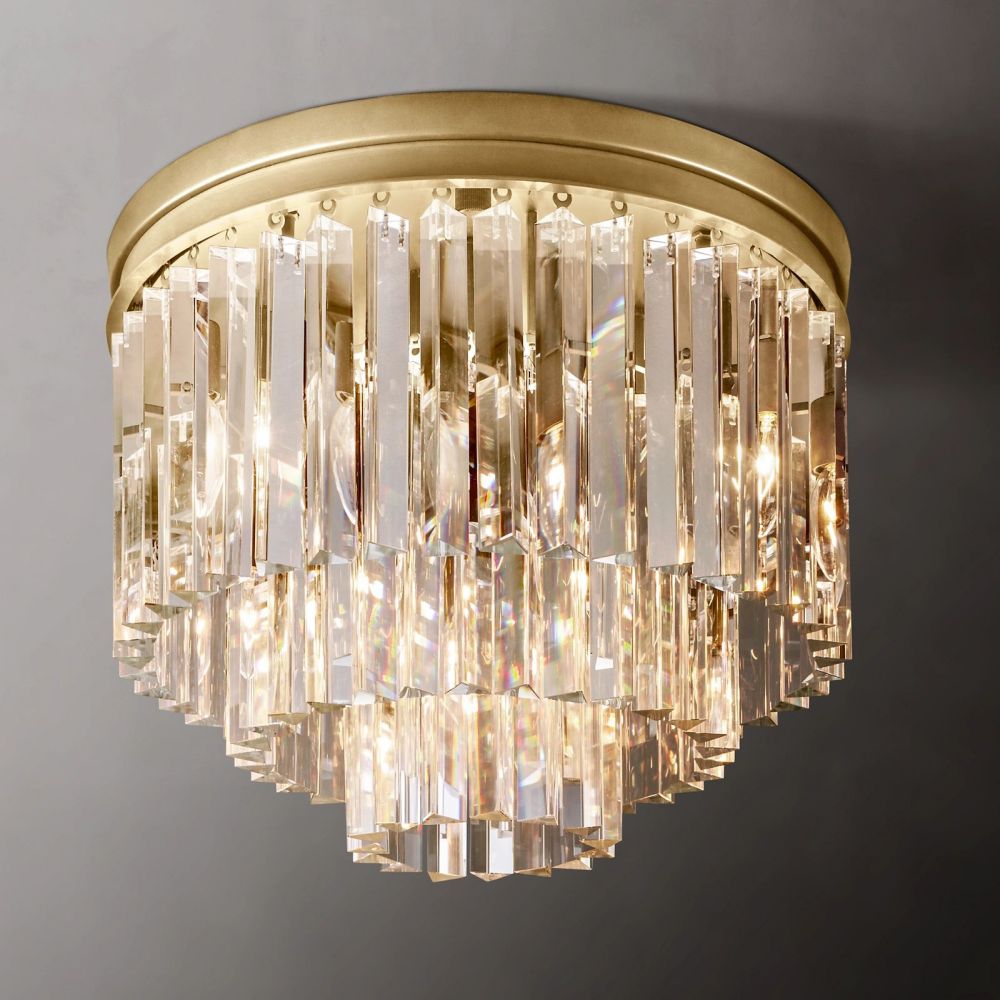 Ryan Tiered Triangular Crystal Flushmount 20"D