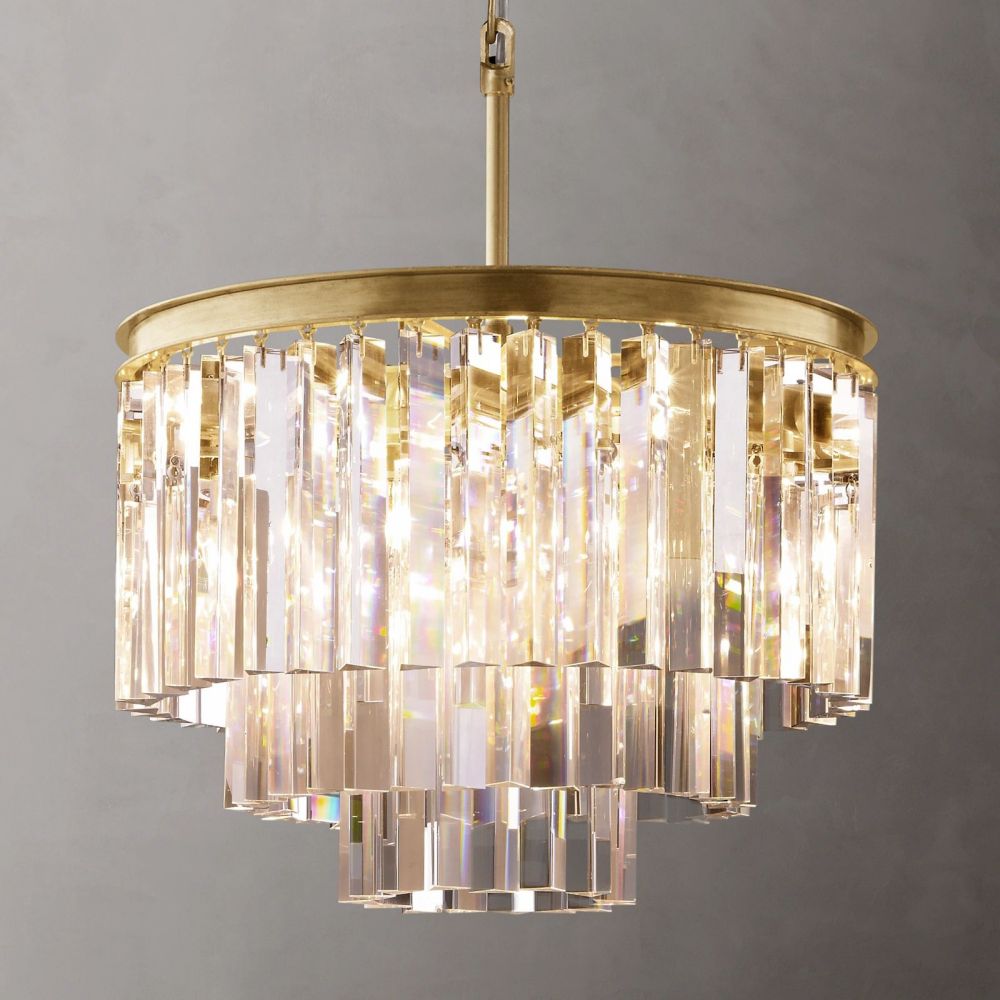 Ryan Tiered Round Triangular Crystal Chandelier 20"D