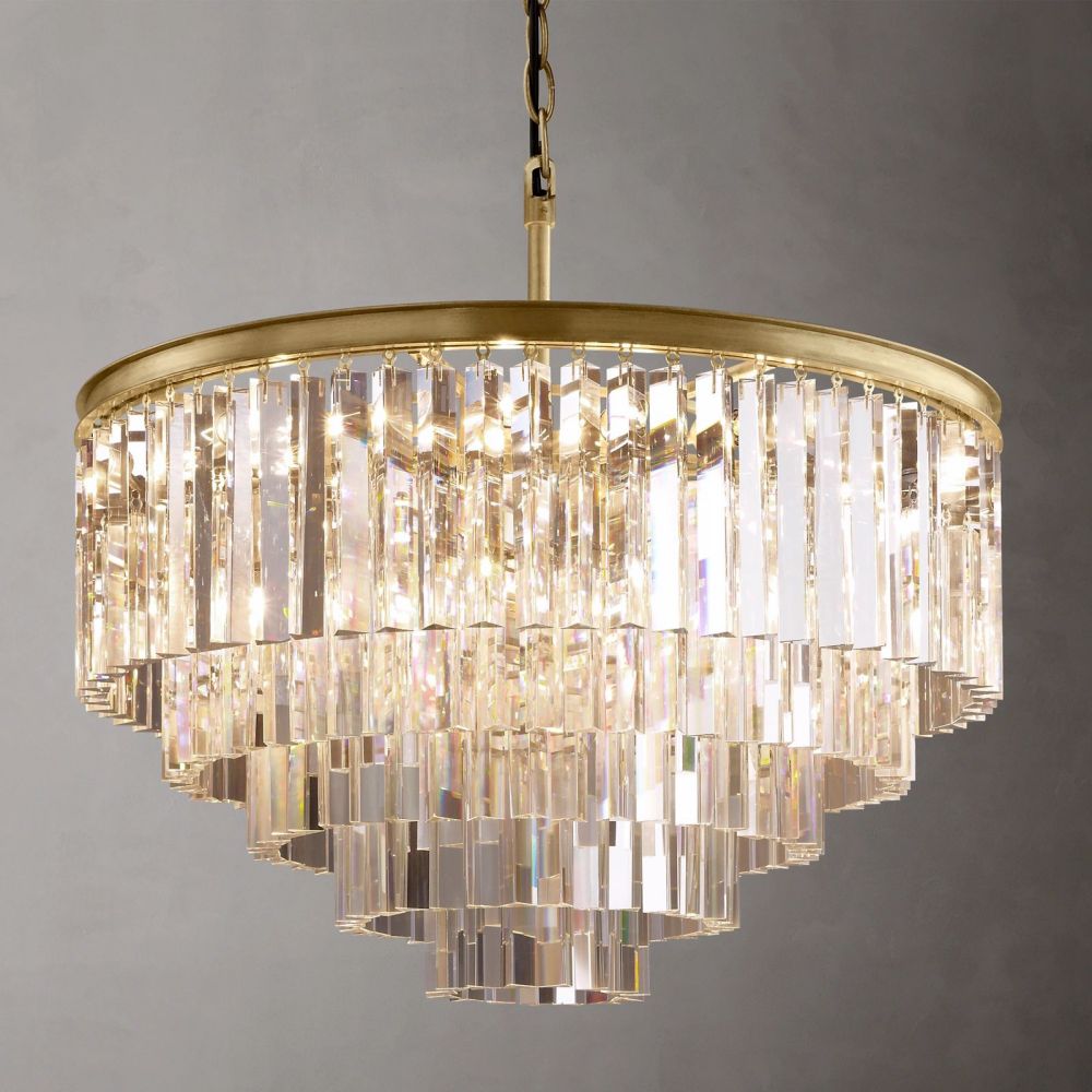 Ryan Tiered Round Triangular Crystal Chandelier 32"D