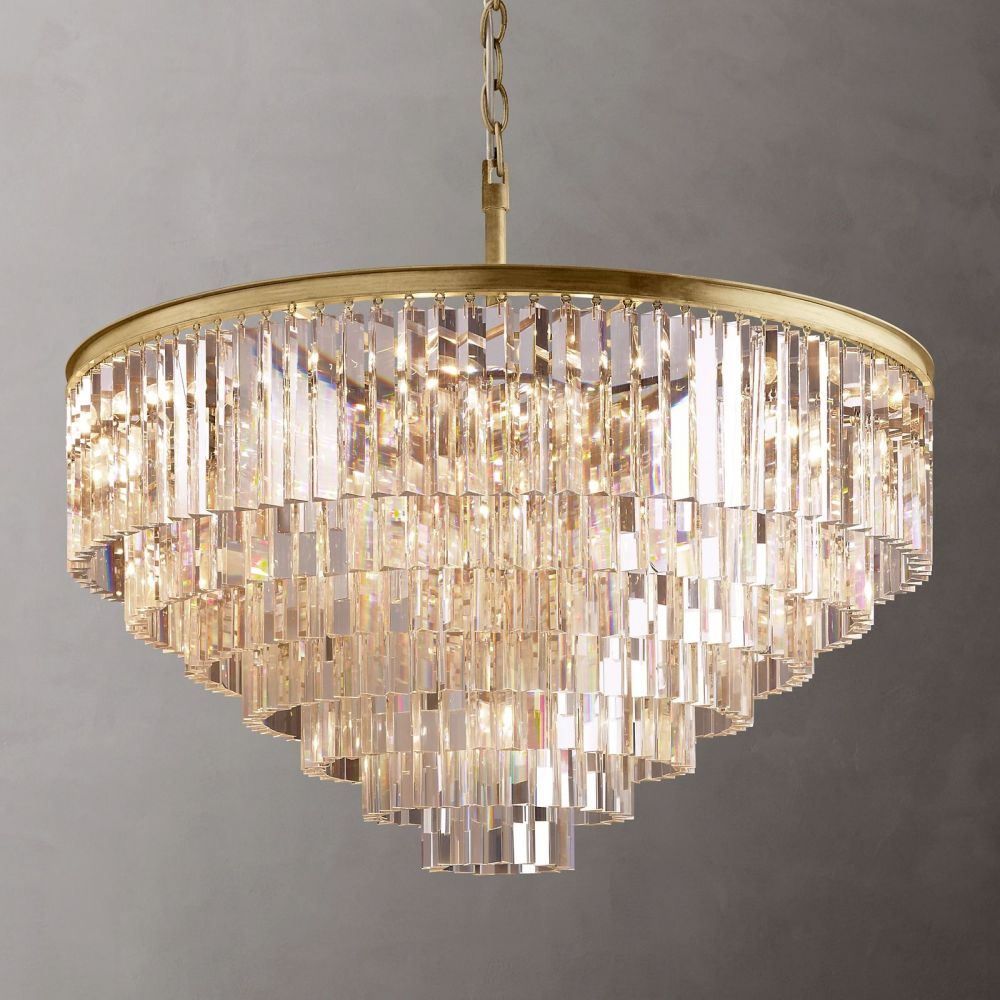 Ryan Tiered Round Triangular Crystal Chandelier 44"D