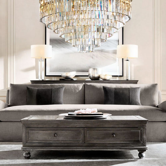 Ryan Tiered Round Triangular Crystal Chandelier 44"D