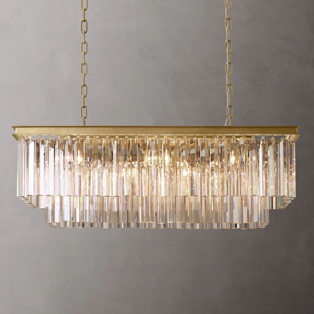 Ryan Tiered Rectangle Triangular Crystal Chandelier 40" W