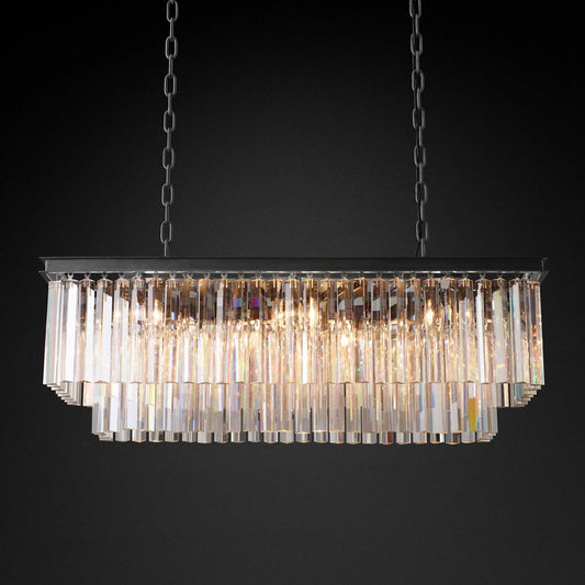 Ryan Tiered Rectangle Triangular Crystal Chandelier 40" W