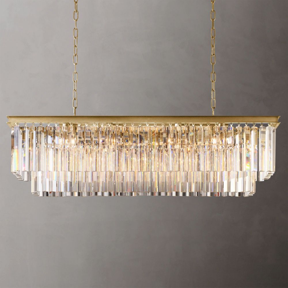 Ryan Tiered Rectangle Triangular Crystal Chandelier 49"W