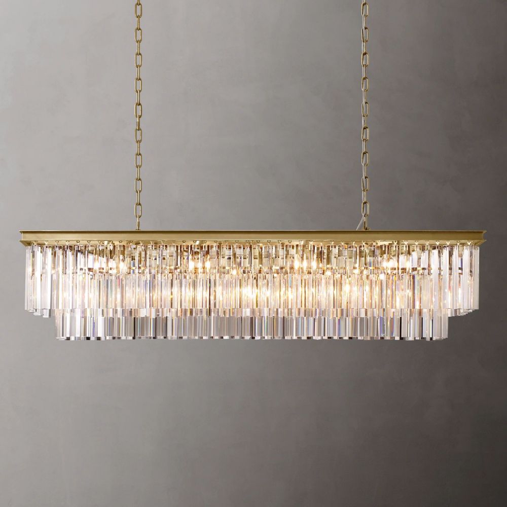 Ryan Tiered Rectangle Triangular Crystal  Chandelier 59"W