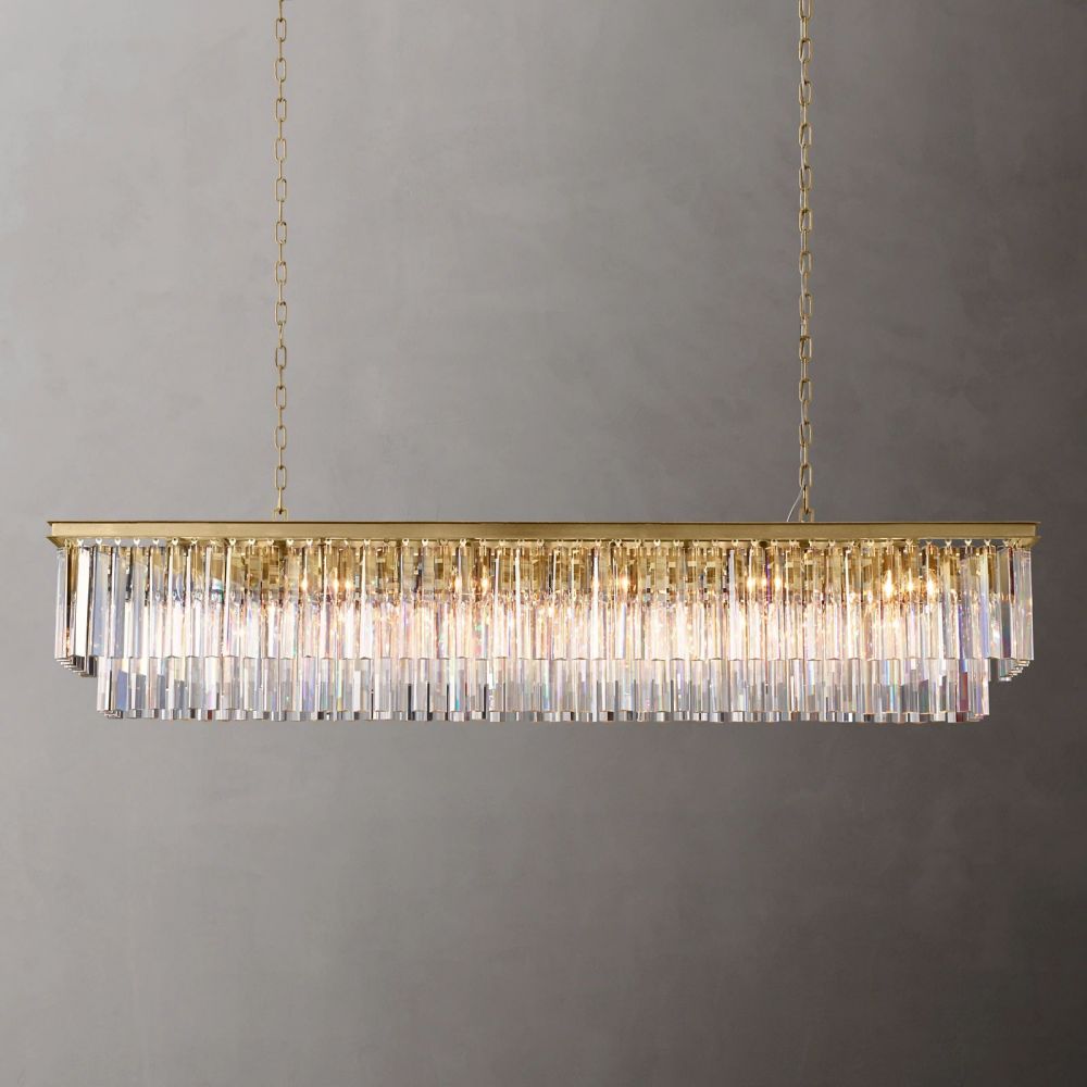 Ryan Tiered Rectangle Triangular Crystal Chandelier 72"W