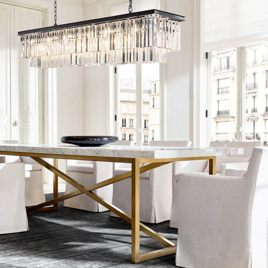 Ryan Tiered Rectangle Triangular Crystal Chandelier 72"W