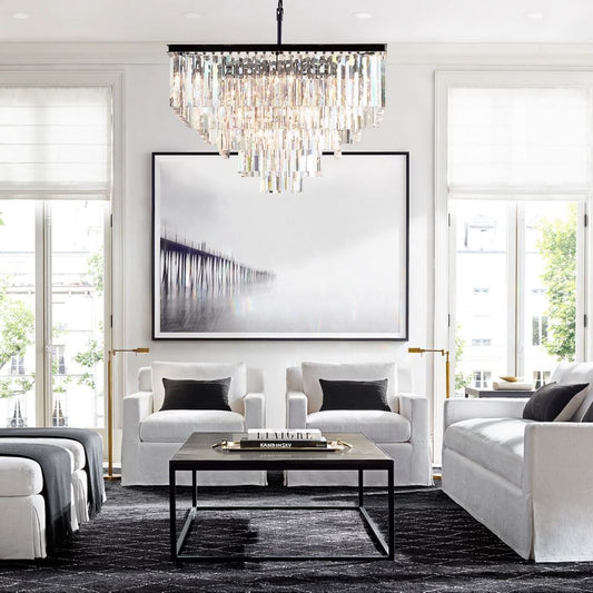 Ryan Triangular Crystal  Tiered Square Chandelier 22"