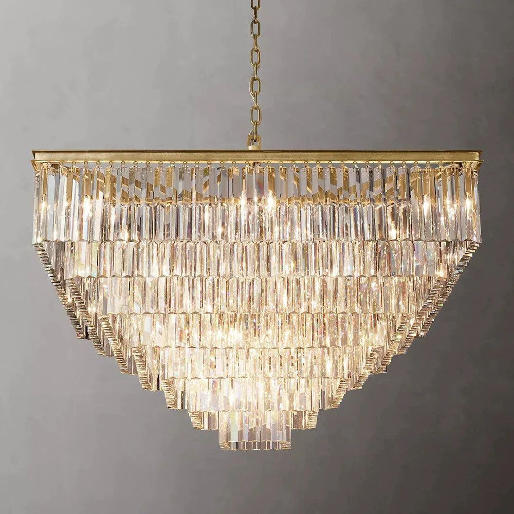 Ryan Triangular Crystal Tiered Square Chandelier 47"