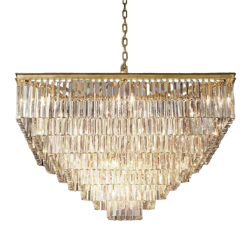 Ryan Triangular Crystal Tiered Square Chandelier 47"