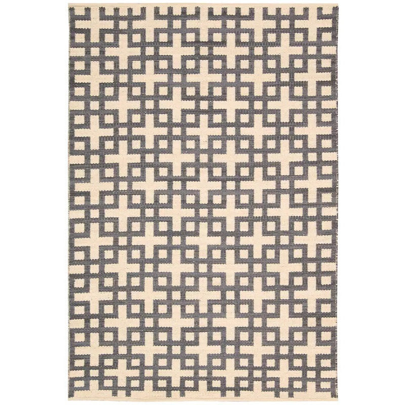 Cross-Lattice Hand-Loomed Geometric Jute Rug