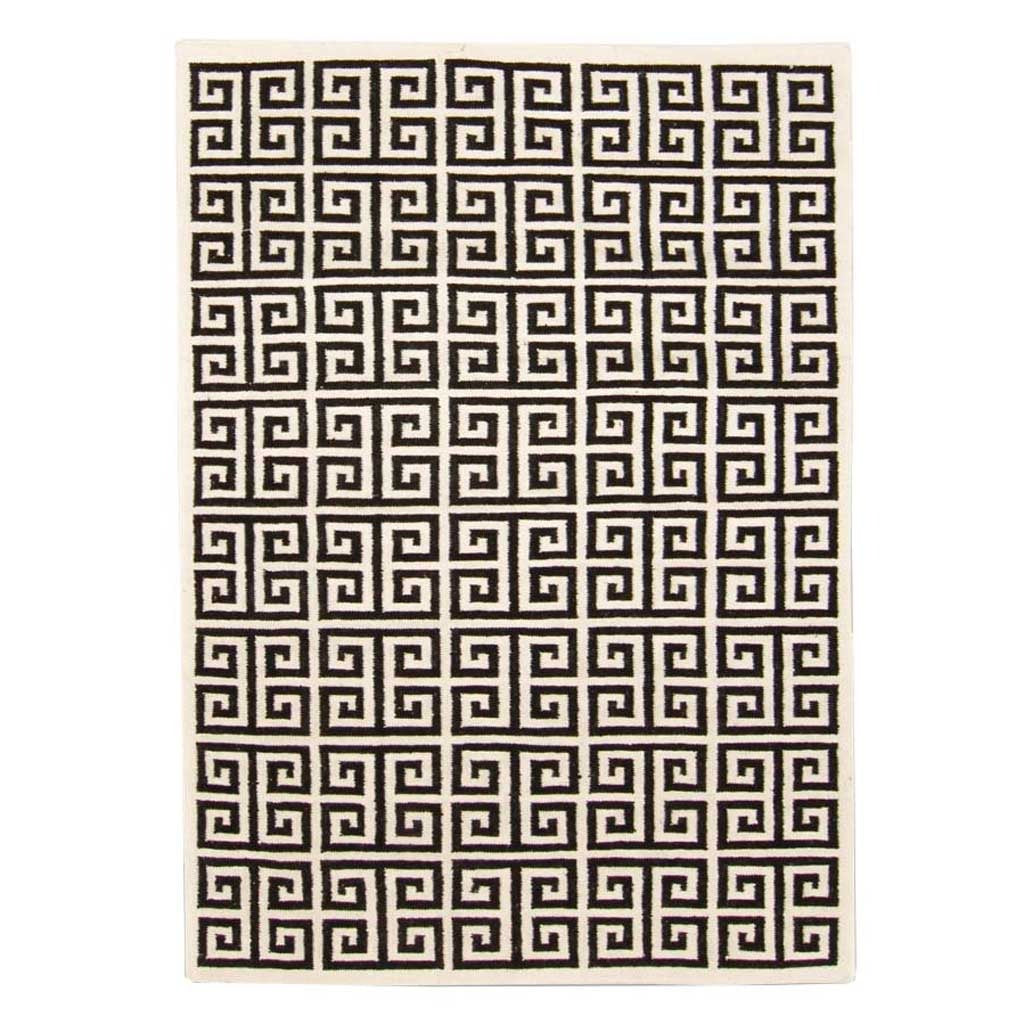 Labyrinth Greek Key Hand-Tufted Indian Wool Rug