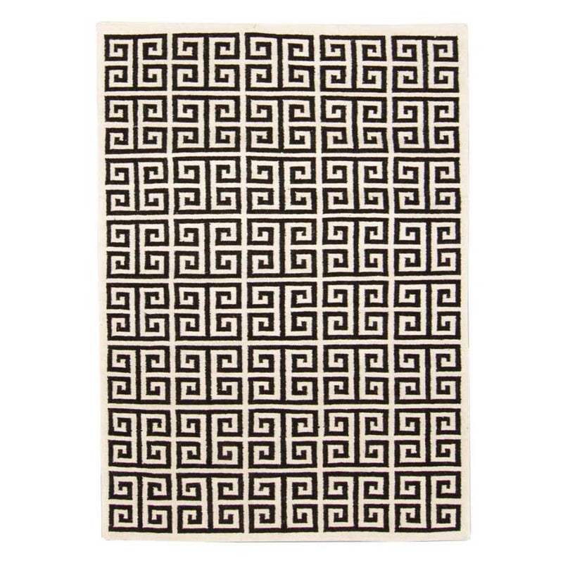 Labyrinth Greek Key Hand-Tufted Indian Wool Rug