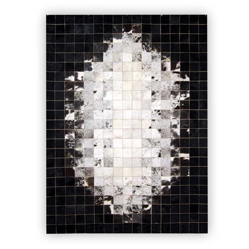 Pixel Lumina Hand-Stitched Mosaic Genuine Cowhide Rug