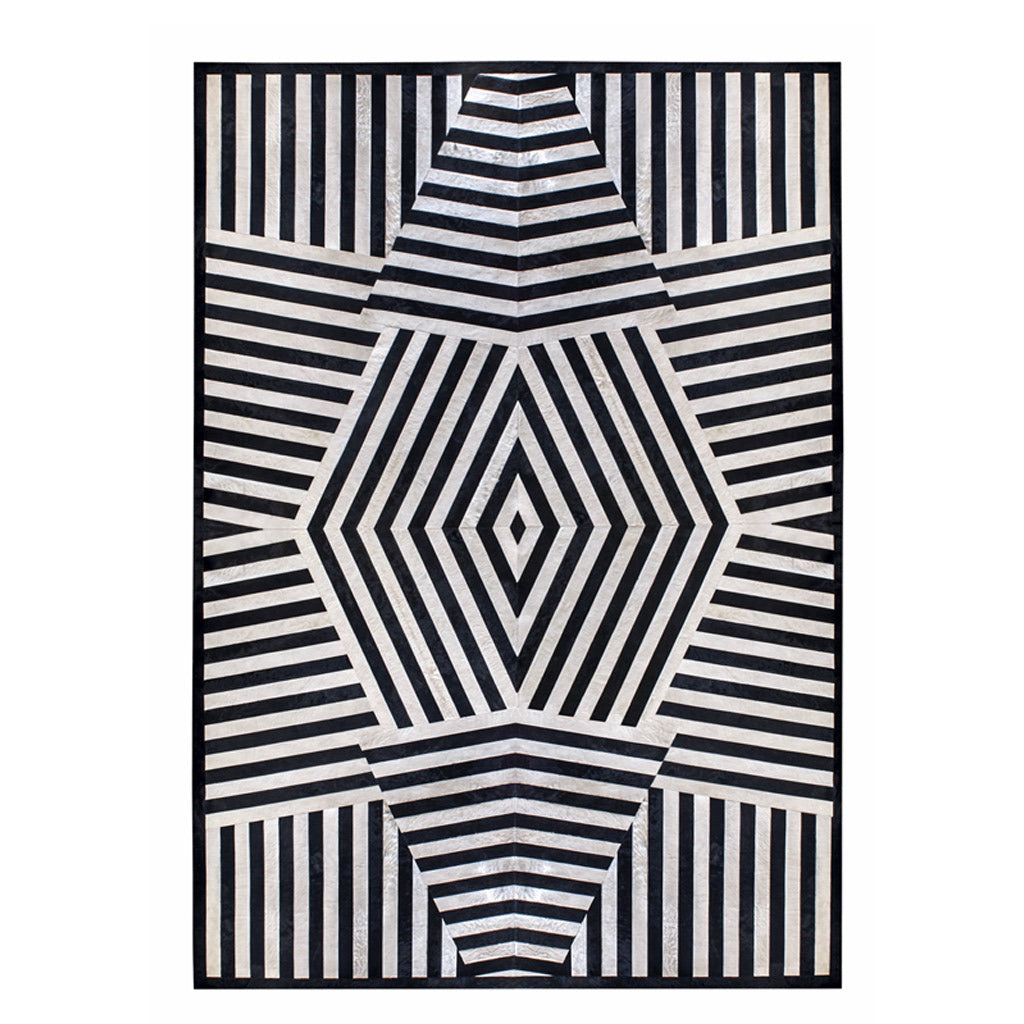 Vortex Illusion Hand-Stitched 3D Genuine Cowhide Rug