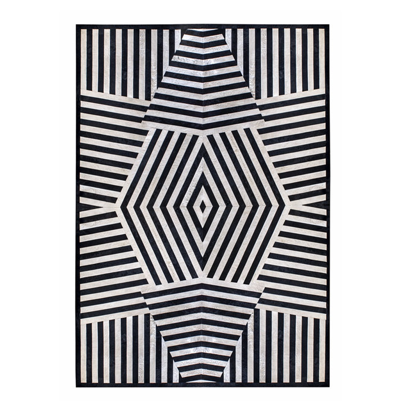 Vortex Illusion Hand-Stitched 3D Genuine Cowhide Rug