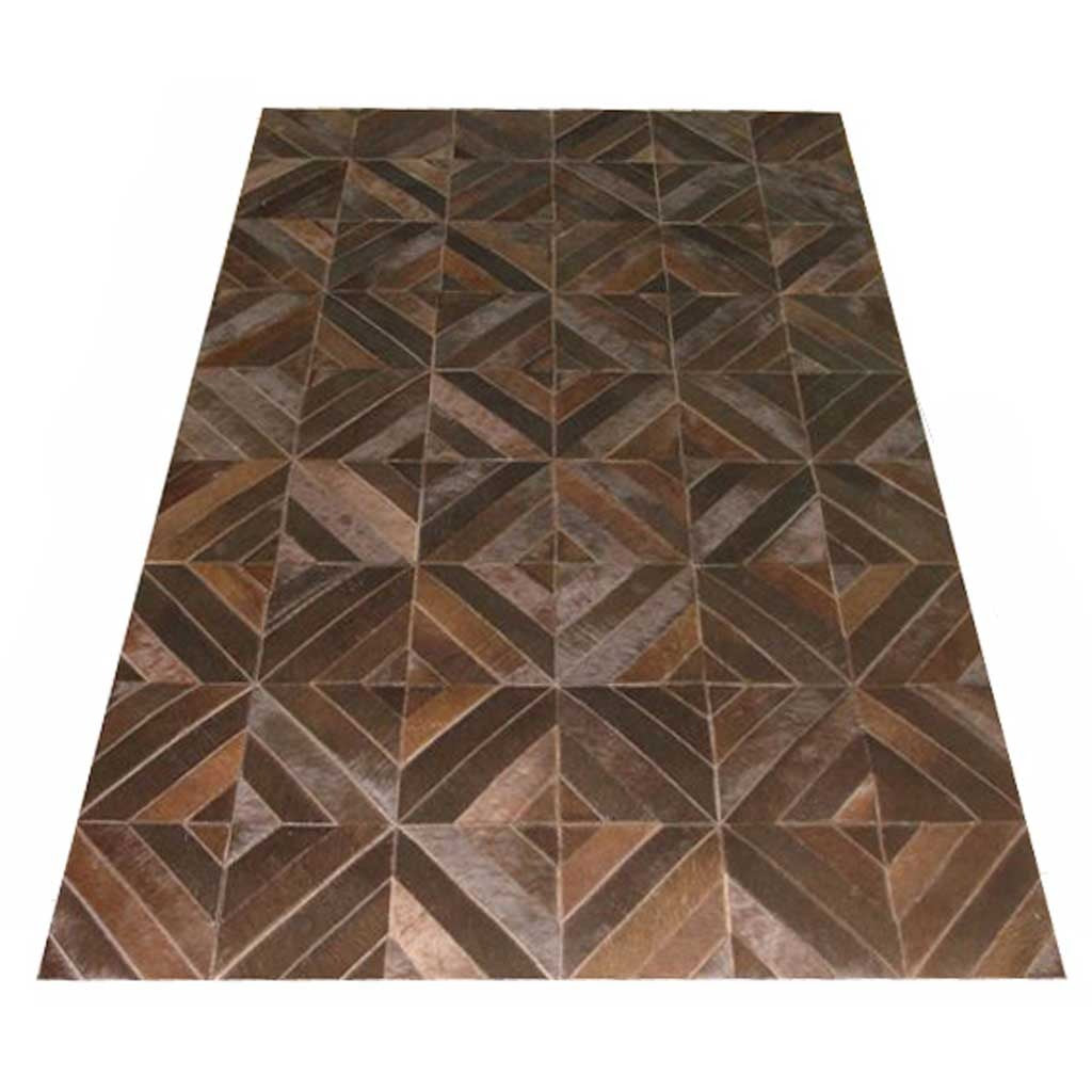 Infinite Amber Hand-Stitched Mosaic Genuine Cowhide Rug