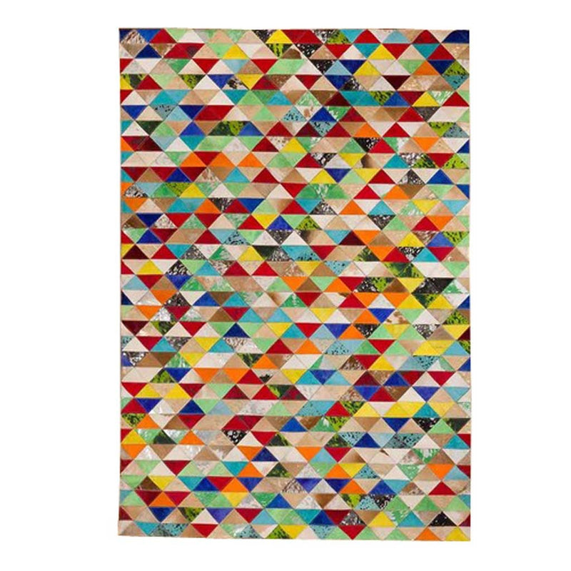 Kaleidoscope Prism Hand-Stitched Genuine Cowhide Rug