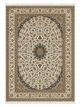Hand Knotted Kashmiri Silk Medallion Rug – Luxury Handmade Indian Silk Carpet, Ivory Classic Design Area Rug