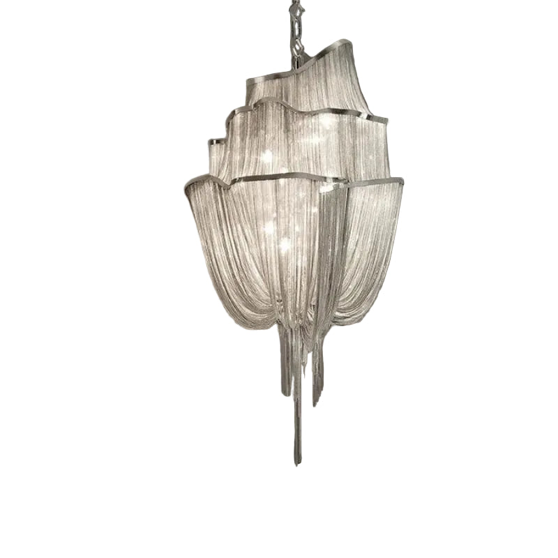 Modern Aluminum Chain Tassel Chandelier