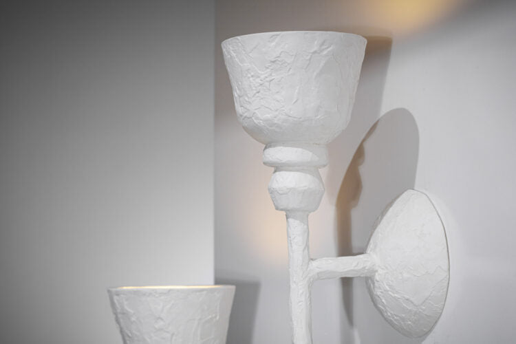 paire d’appliques en plâtre moderne dans le style de jean michel frank et diego giacometti