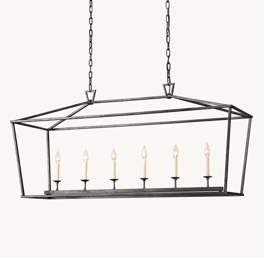 19TH C. ENGLISH OPENWORK RECTANGULAR CHANDELIER 54"